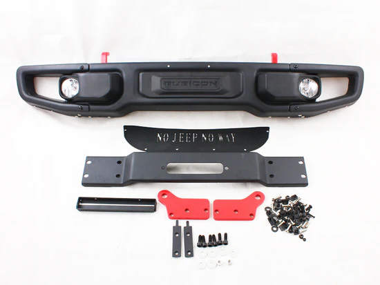 A new steel front bumper assembly for a Jeep Wrangler JK.